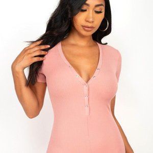 Pink Button Down Romper